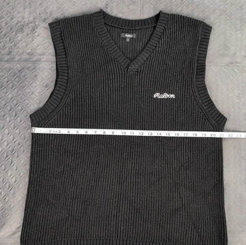 Malbon Golf Sweater Vest Knit Sleeveless Black Embroidered V Neck Men Medium image 5