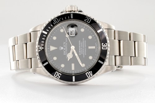Herren Rolex Submariner Edelstahl Uhr mit schwarzem Zifferblatt & Lünette Datum Sub 16610 - Bild 3 von 8