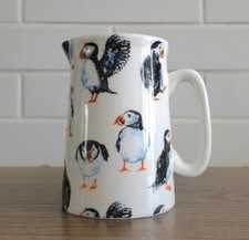 Bone China Half Pint Jug Puffins Pattern Hand Decorated Wales Gift
