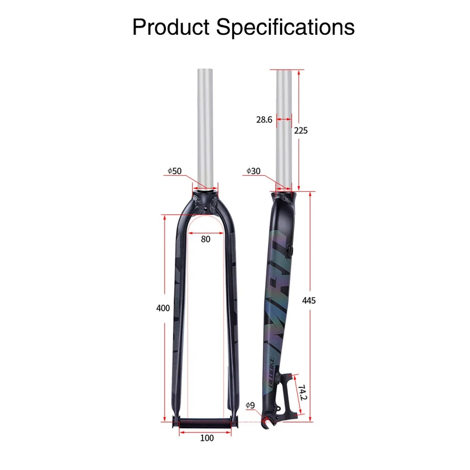 Horquilla rígida para bicicleta MTB 26/27,5/29 pulgadas tubo recto bicicleta de montaña pieza de horquilla rígida Foto 3 de 4