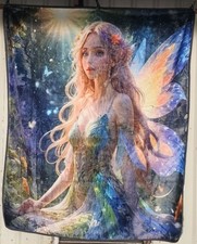 FAIRY WINGS BUTTERFLY FOREST FANTASY MYTHICAL QUEEN SIZE BLANKET
