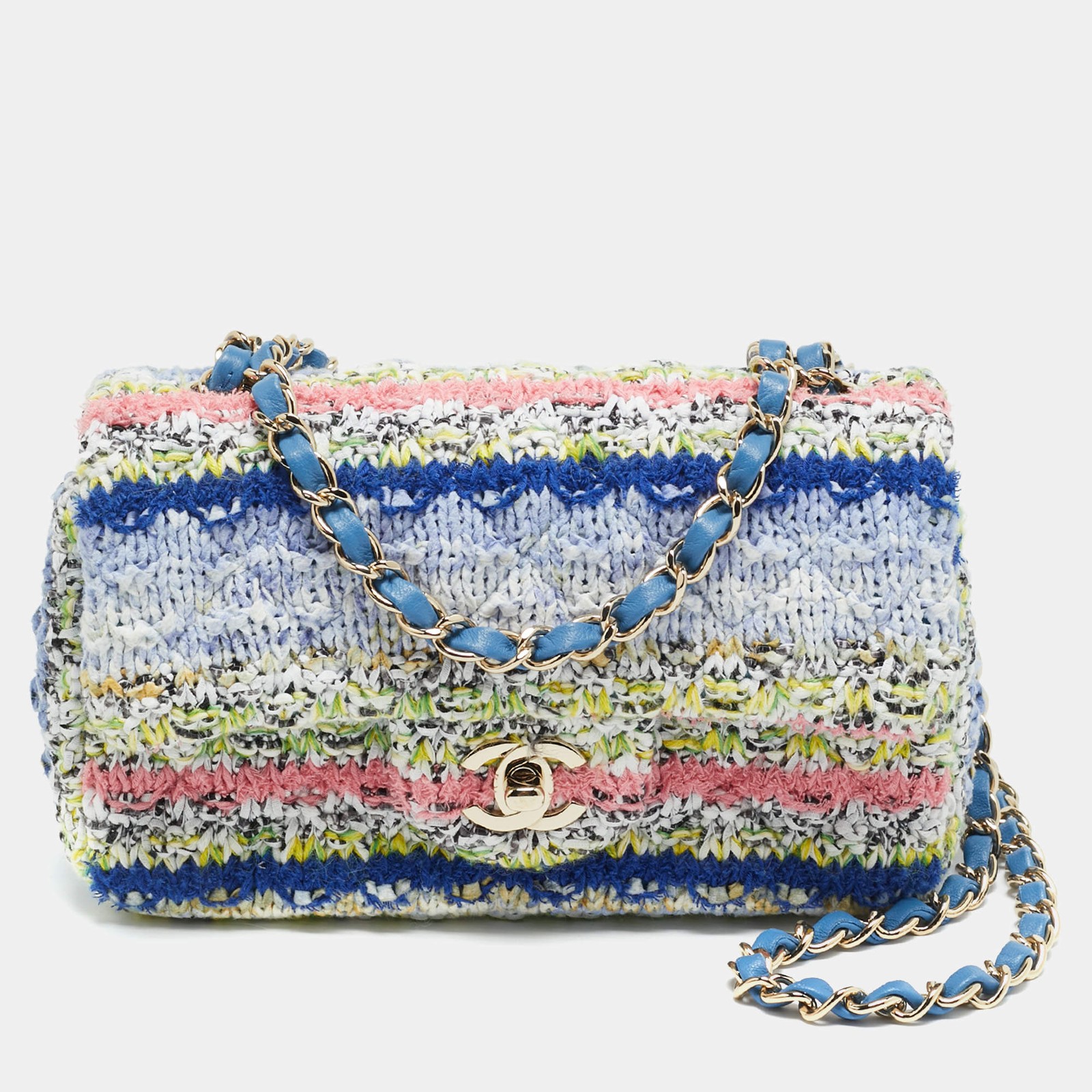 Chanel Classic Single Mini Multicolor Quilted Tweed Flap Bag