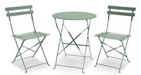 Folding 3-piece Bistro Set Metal Olive Green Round Teble & 2 Chairs