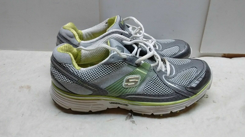 Skechers Tone-ups 10M 40 Women Synthetic Gray Green Toning Fitness Lace Shoes - Picture 2 of 8