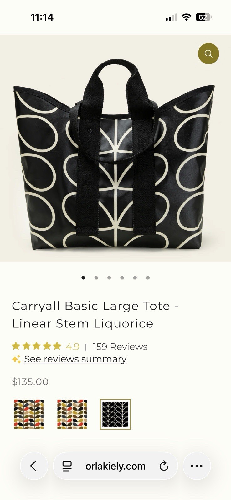 Orla Kiely Carryall Basic Large Tote - Linear Ste… - image 4