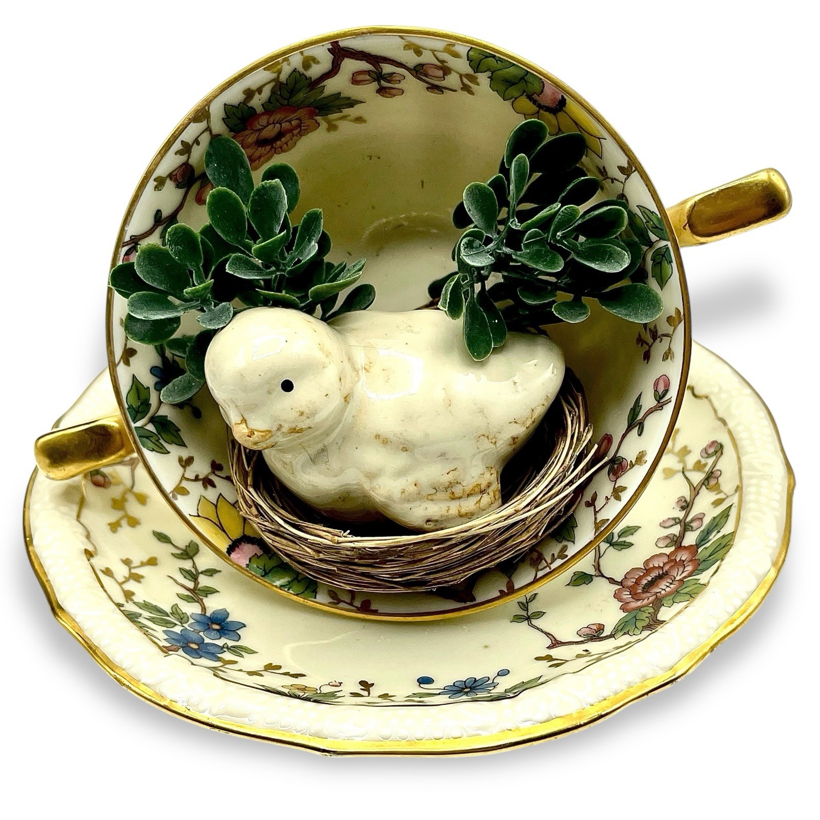 RS Tillowitz Footed Cream Soup Bowl Saucer Disc Bird Nest VI