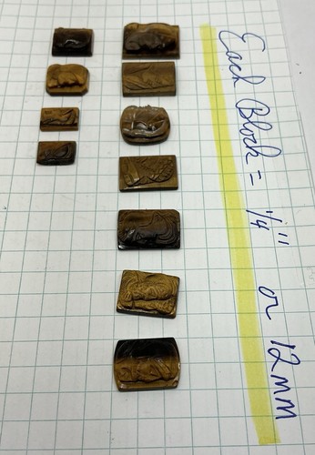 11 CARVED TIGER EYE CAMEOS FROM BREAKOUTS ALL VINTAGE (I1322) - Picture 5 of 7