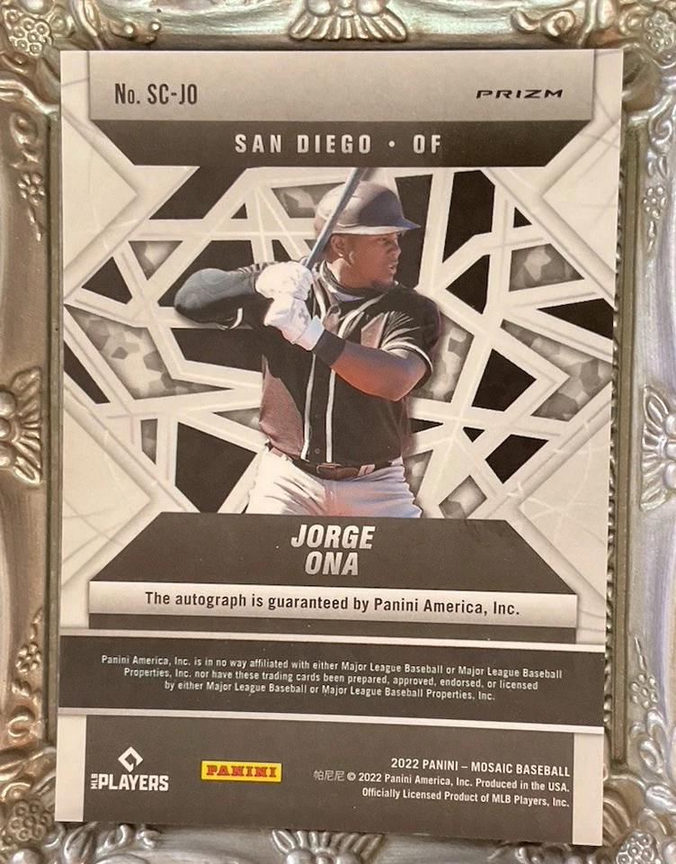 2022 Panini Mosaic Scripts Jorge Ona Auto Silver Prizm San Diego Padres # SC-JO - Image 2 of 2