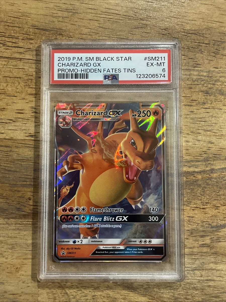 GRADED PSA 6 2019 P.M. SM Black Star Charizard GX PROMO-HIDDEN