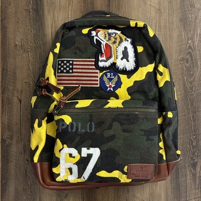 POLO Ralph Lauren '67 Backpack Men Yellow Camo Tiger USA Flag