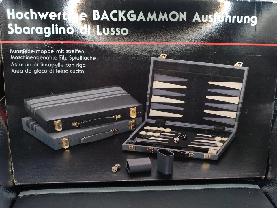 Hochwertige Prestige Backgammon Set In Leather Case  - Image 2 of 4