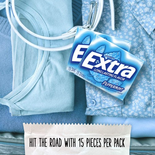 Extra Gum Peppermint Chewing Gum, 15 Pieces (Pack of 10) - Picture 4 of 7