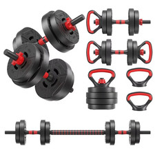 4-in-1 Adjustable Dumbbell Set, 40 LB Weight Set Converts to Dumbbells, Barbell
