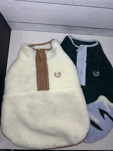 Lot Of 2 XL PINK  Brand PUP PET FLEECE JACKETS ( Beige & Green ) Preowned & Good