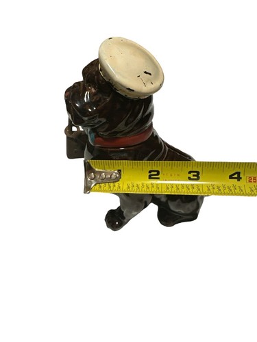 Vintage Elvin Japanese Redware Bulldog Sailor Porcelain"Hands Off"Bank WLock&Key - Picture 13 of 13