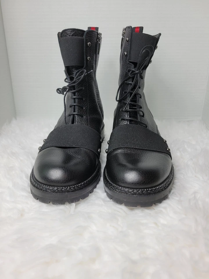 Laura Bellariva Women's Ankle Boots Size 8.6 Black Leather Elastic Lace Zip-Up - Image 2 of 4