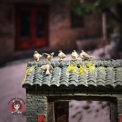 1/64 Scale Painted Sparrow Owl Parrot Birds Scene Props Miniature Models Toys