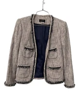 J Crew Terrazzo Tweed Blazer Jacket Women 0 Open Front Long Sleeve Career Preppy
