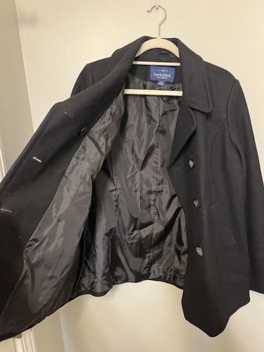 Mackintosh of New England Womens Wool Blend Coat Size L Black Peacoat EUC - Picture 6 of 11