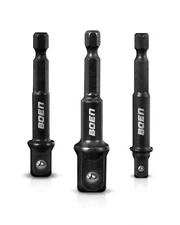 BOEN Impact Grade Socket Adapter Set 3-PCS Drill Bit Adapter with Bit Holder ...