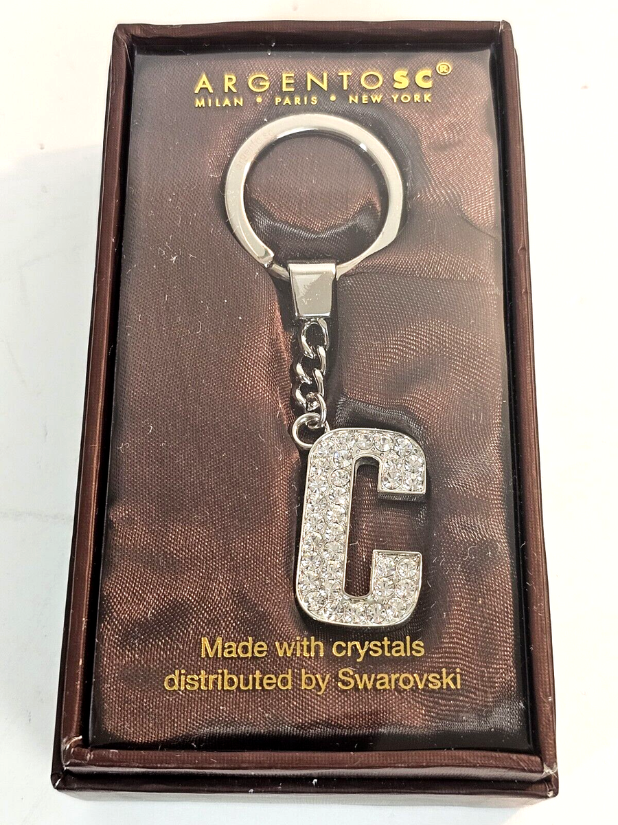 Argento SC Swarovski Elements Key Chain Hook Name Initial Letter C