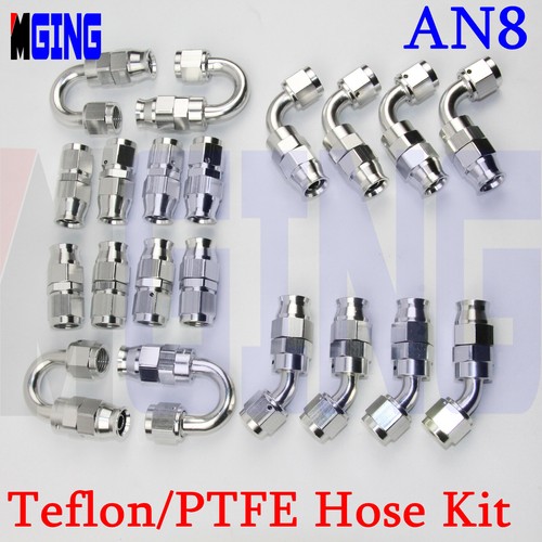 AN10 10AN 10 Straight 45 90 180 Degree Teflon PTFE E85 Hose End Fitting Adapter - Picture 2 of 6