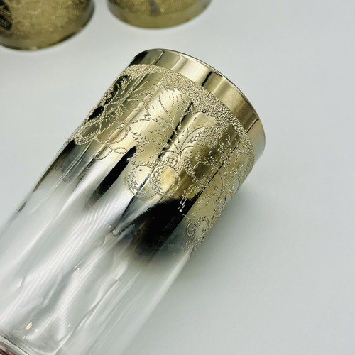 Set of 4 VTG 1960s VITREON QUEEN'S LUSTER Silver Platinum Fade Highball Glasses - Picture 8 of 16
