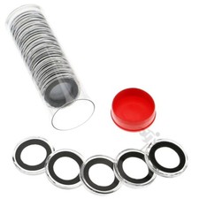20 AirTite 19mm Black Ring US Penny/Cent Coin Holders  Red Plug Capsule Tube