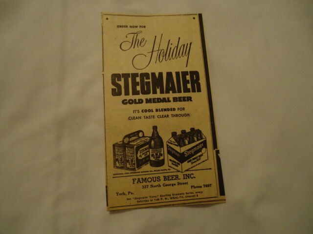 Stegmaier Beer 1953 newsprint ad Wilkes-Barre PA | eBay
