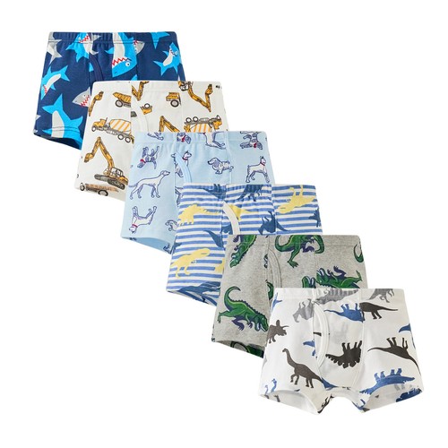 6PCS Little Boys' Soft Cotton Boxer Briefs Toddler Kids Dinosaur Truck Underwear - Picture 43 of 45