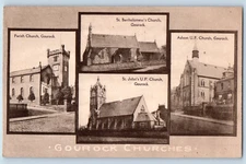 Renfrew Scotland Postcard Gourock Churches Multiview c1920's Unposted