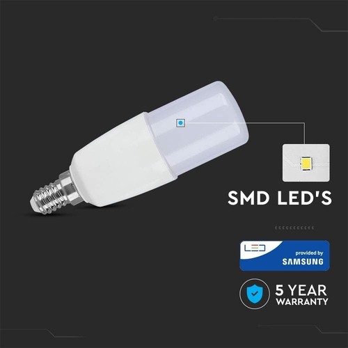 Lampadina led 8W Tubolare T37 Chip Samsung V-TAC PRO attacco E14 VT-248 - Imagen 7 de 7