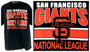 San-Francisco-SF-Giants-T-Shirt-Mens-Size-Large-Black-With-Orange-White-Graphics