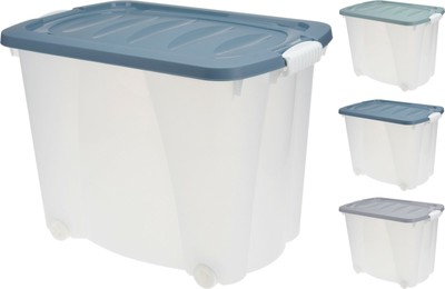 Aufbewahrungsbox Kunststoffkiste mit Deckel 60l Stappelbox mit Rollen