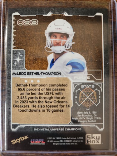 2023 Skybox Metal Universe McLeod Bethel-Thompson Aqua Parallel RC #93 Breakers - Picture 2 of 2