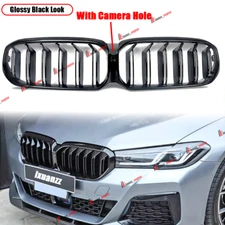 For BMW G30 G31 530i 540i 2021-2024 Dual Slats Front Kidney Grille Gloss Black