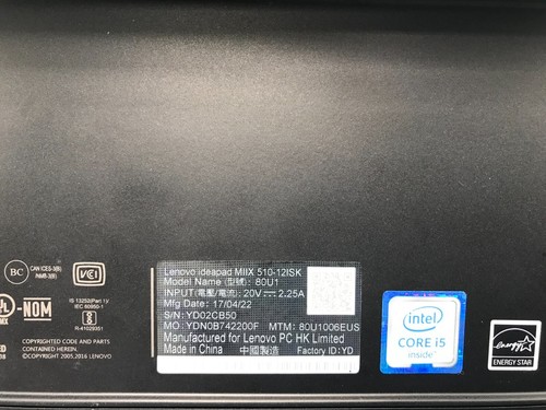 Lenovo IdeaPad MIIX 510-12ISK 12,2" Core i5-6200U 2,30 GHZ 8 GB RAM 256 GB SSD - Imagen 13 de 15