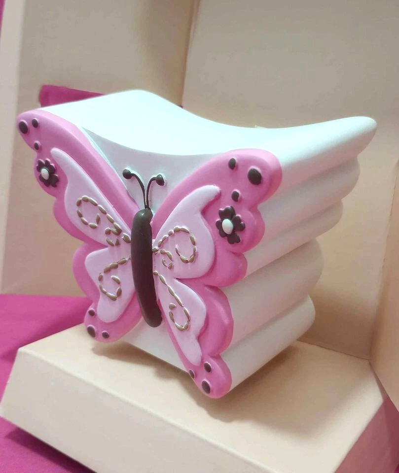 Kidsline Decoración Shoppe Mariposa Noche Rosa Claro Blanco Marrón Resina Nuevo En Caja Foto 4 de 4