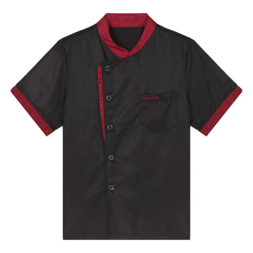 Unisex Men Women Short Sleeve Chef Jacket Coat Cook Work Restaurant Uniform Top - Picture 31 of 43