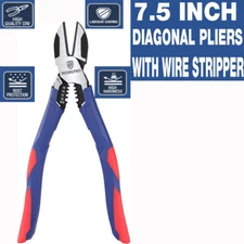 WORKPRO 7.5" Diagonal Cutting Pliers Wire Stripper Heavy Duty Side-Cutting Plier