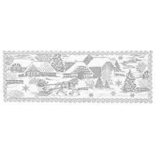 Heritage Lace Sleigh Ride White Table Runner  14" X 40"