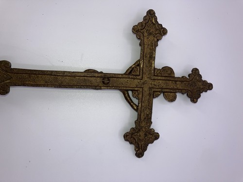 Antique Crucifix INRI Tripod Religious Jesus on the Cross Ornate - Picture 6 of 12