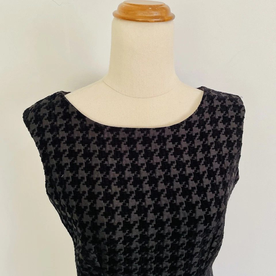 2010s American Apparel Womens Dress Black Houndstooth Short Mini Party Size S 8 Foto 2 de 4