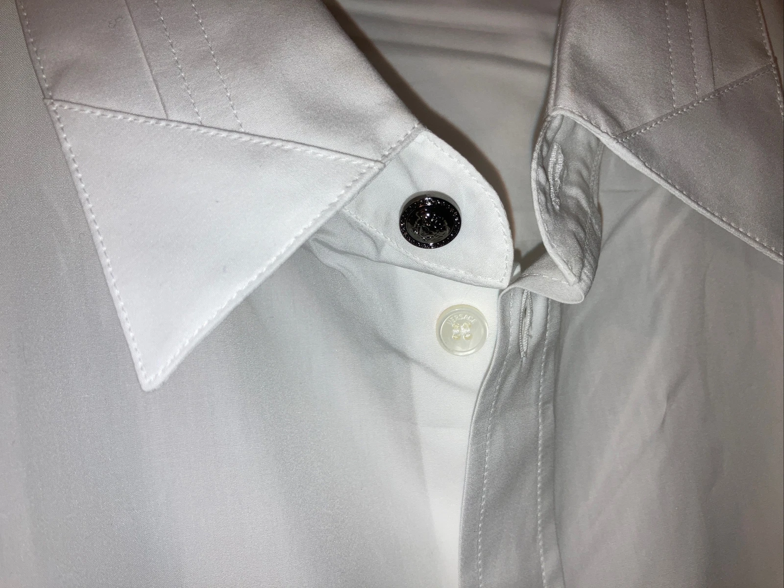 Camicia bianca classica uomo Versace Camisia tessuto autentica nuova con etichetta taglia 43 cotone