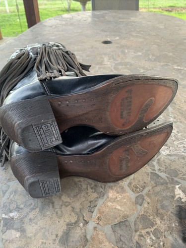 Stivali da cowboy donna Corral C1184 con frange e nappa neri taglia 7 M - Foto 9 di 11