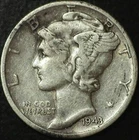 1943-D Mercury Dime - 90% Silver - XF/XF+ - Free Shipping