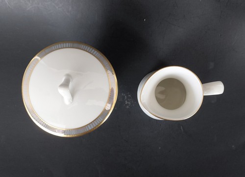 Vingage Rosenthal GALA BLUE ? gild trim stripes creamer covered sugar bowl MCM - Picture 2 of 17