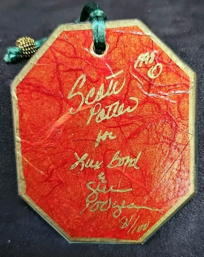 Adorno decoupage Scott Potter para Lux Bond y verde 100 años firmado #81 1998 nuevo en caja - Imagen 6 de 7