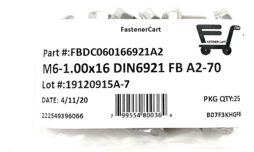 (25) Pernos de brida hexagonal de acero inoxidable M6 x 1,00 x 16 DIN6921 A2 brida M6 x 16 mm - Imagen 3 de 4