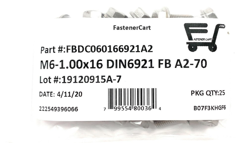 Hex Keys 25x M6x20mm A2 Stainless Steel Hex Flange Bolts - DIN6921